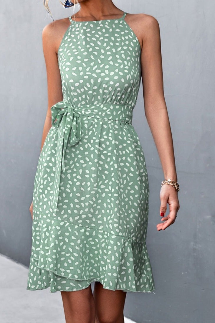 Bretelles en vert avec motif fantaisie floral Bretelles en vert avec motif fantaisie floral