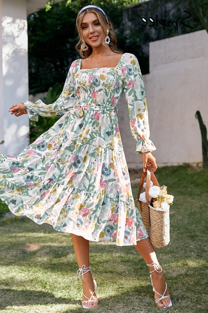 Robe Vintage Années 50 Sans Manches VKStar - Imprimé Floral Ou à Carreaux, Col Carré, Boutons - Style Rockabilly, Soirée, Cocktail